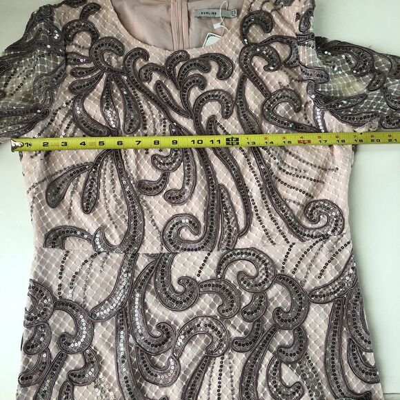 Kunling Sequin Lined Short Sleeve Rose Mauve Dress Size 16 NWT - Picture 4 of 12